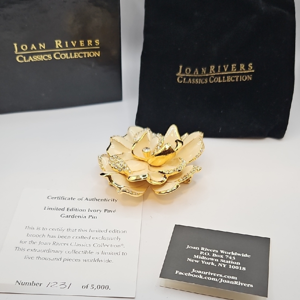 Joan Rivers Ivory and Gold Floral Brooch